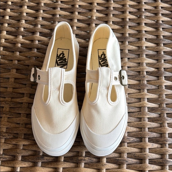 Vans Shoes - Vans White Canvas Mary Jane Sneakers